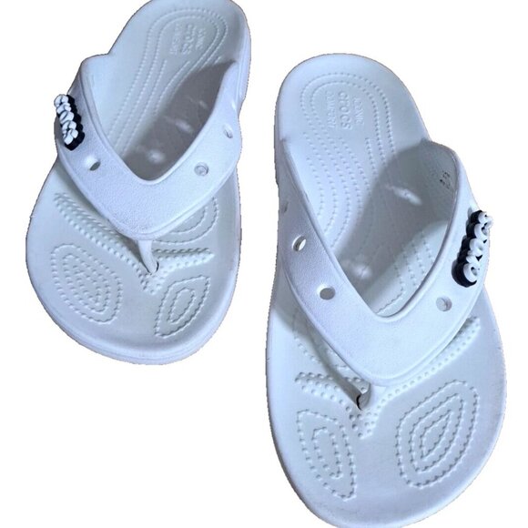 Crocs Classic comfort Womens 10/Mens 8 Sandals Flip Flops Thongs White Open toe - Picture 1 of 5